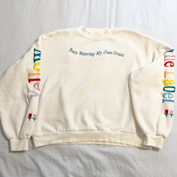 Yellow The Label Watering My Own Grass Oversized Sweatshirt *NWOT* - Picture 5 of 9